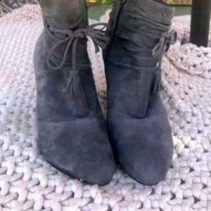 Grey White House Black Market high heeled boots